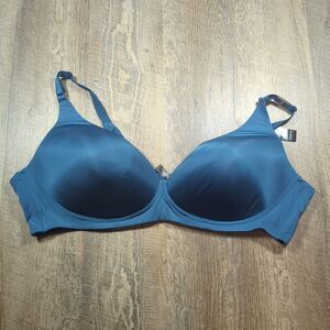 TORRID 44C Blue 360 Back Smoothing Lightly Lined Deep V Plunge Wireless Bra NWT